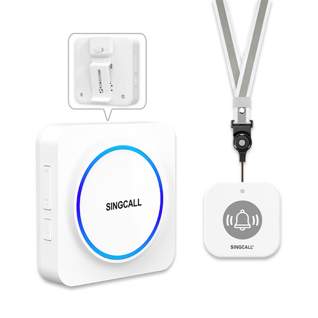 SINGCALL Wireless Caregiver Pager Panic Alarm System Personal Alarm for Elderly Patients Care Home 1 Rechargeable Portable Receiver with 1 Panic Call Button SINGCALL Wireless Caregiver Pager Panic Alarm System Personal Alarm for Elderly Patients Care Home 1 Rechargeable Portable Receiver with 1 Panic Call Button