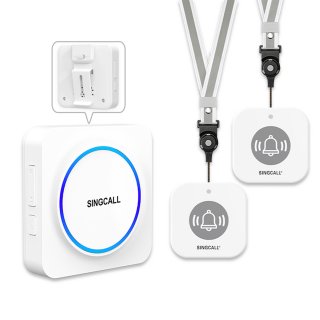 SINGCALL Wireless Caregiver Pager Panic Alarm System Personal Alarm for Elderly Patients Care Home 1 Rechargeable Portable Receiver with 2 Panic Call Button SINGCALL Wireless Caregiver Pager Panic Alarm System Personal Alarm for Elderly Patients Care Home 1 Rechargeable Portable Receiver with 2 Panic Call Button