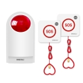 SINGCALL Emergency Pull Cord Alarm for Elderly, SOS Disable Toilet Alarm 2 Waterproof Pull Cord Button, 1 Plug-in Strobe Audible Visual Siren for Hospital, Nursing Home, School, Hotel, Jewelry Shop