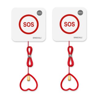 SINGCALL Emergency Strobe Siren Waterproof Pull Cord Panic Alarm System Safety Call Button for Home Factory Hospital Shop Caregiver Alert Pager for Seniors Disabled Patient 2 SOS Call Buttons
