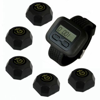 SINGCALL Wireless Waiter Service Calling System for Bank Pack of 5 Buttons and 1 pc Watch For Restaurant Cafe hospital Factory Office Anywhere needs attention of waiter