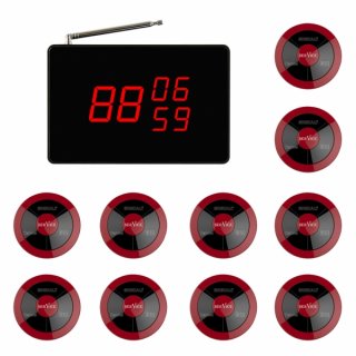 SINGCALL Wireless Restaurant Service Calling System for Cinema Pub Cafe Three buttons Pager Service Bill Cancel Pack of 10 Pagers and 1 Receiver