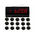 SINGCALL Wireless Table Paging System for Restaurant Pack of 15 pcs Black Single Call Bells and 1 pc Display