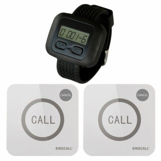 SINGCALL Wireless Calling System,Calling System for Cafe Restaurant Hotel Bank,Call Staff,Pack of 2 Pagers and 1 Watch