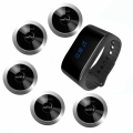 SINGCALL Wireless Calling System Nurse Call System 360 Degree Waterproof Pager Watch Receiver No Screw Pager Pack of 5 Pagers and 1 Receiver
