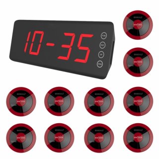 SINGCALL Wireless School Bell System Waiter Service Calling System Pack of 10 Pagers and 1 Receiver