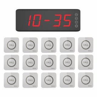 SINGCALL Calling Pager Restaurant Waiting Bell Push Button Pager Calling Bell Wireless Pack of 15 Pagers and 1 Receiver