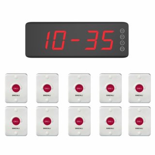 SINGCALL Calling Bell Table Office Customer Paging System Factory Paging System Pack of 10 Pagers and 1 Receiver