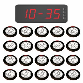 SINGCALL Wireless Buzzer System Wireless Paging System Restaurant with Bells Pack of 20 Pagers and 1 Receiver