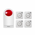 Strobe Siren Alarm Home Caring Loud Outdoor SOS Alert System 1 Red Flashing Siren,4 Remotes Panic Button, 4 Emergency Button for Store Home Hotel Jewelry Shop Security & Fire Alar