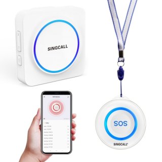 SINGCALL Tuya WiFi Smart Wireless Caregiver Pager Calling System Nurse Calling Alert Pager System for Home Elderly Patient Seniors Disabled 1 WiFi SOS Emergency Button, 1 Plugin Receiver