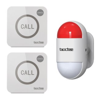 TAOCTEE Alarm Systems Emergency Strobe Siren Alarm Kit for Hotel, Home, Shop 1 Red Siren+ 2 Call Buttons