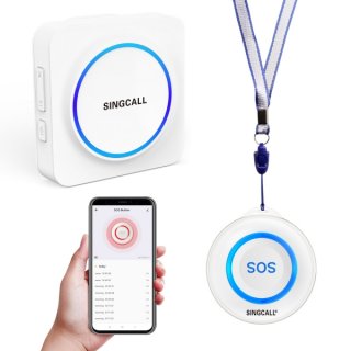 SINGCALL Tuya WiFi Smart Wireless Caregiver Pager Calling System Nurse Calling Alert Pager System for Home Elderly Patient Seniors Disabled 1 WiFi SOS Emergency Button 1 Plugin Receiver