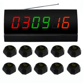 Wholesale SINGCALL.Wireless Table Paging System,for Restaurant.Pager,Beeper, Pack of 10 pcs Black Single Call Bells and 1 pc Display