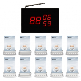 Wholesale SINGCALL Wireless Waiter Calling System, Waterproof button, Small Receiver Big Screen, Pack of 10 Pagers and 1 Receiver