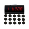 SINGCALL.Wireless Table Paging System,for Restaurant.Pack of 15 pcs Black Single Call Bells and 1 pc Display