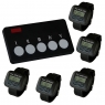 SINGCALL Wireless Calling System Kitchen Paging Waiter System,Kitchen Call Waiter Chef Press a Button to Buzzer Waiter to Pick up Dishes,Pack of 5 pcs Watches and 1 Call Button