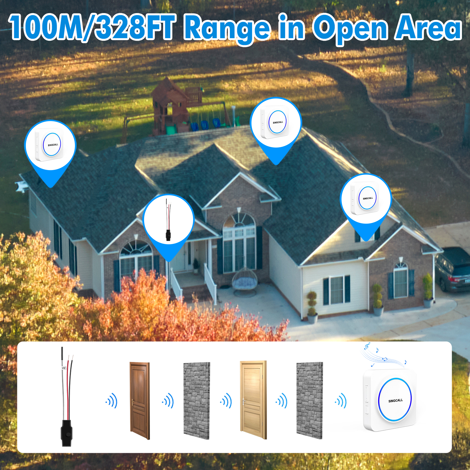 thumbnail image 2 of Doorbell Chime Expander SINGCALL Wireless Doorbell Extender - Convert Wired To Wireless With 32 Chimes & 100dB Volume 32 Chime Doorbell 2 of 13